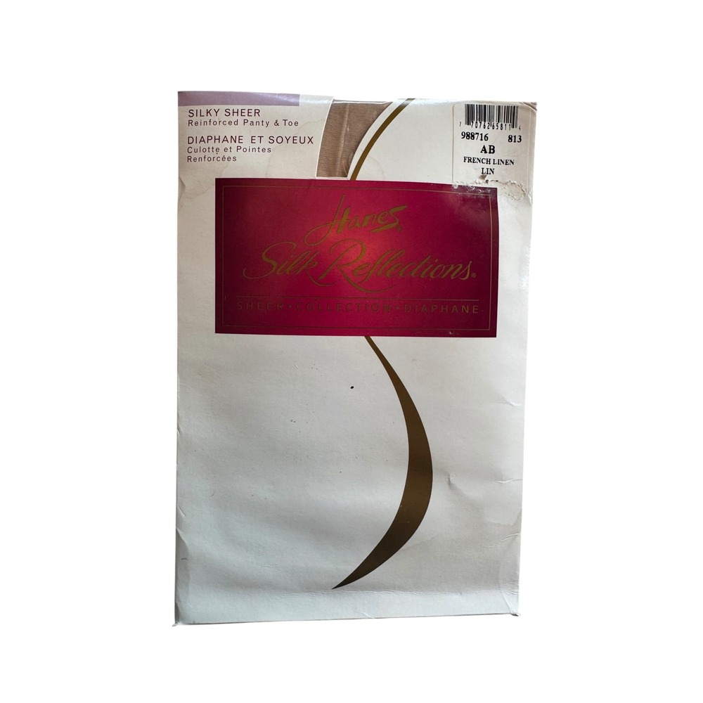 Hanes Silk Reflections Silky Sheer Pantyhose French Linen AB Reinforced Hosiery
